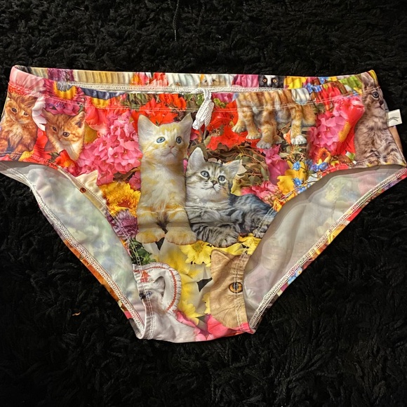 Hand made men’s kitty cat swim brief XXL - Picture 2 of 5